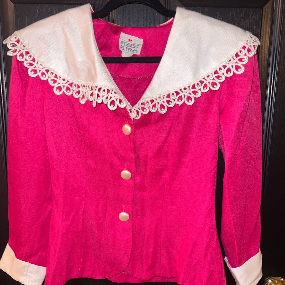 Pink Jacket with White Collar